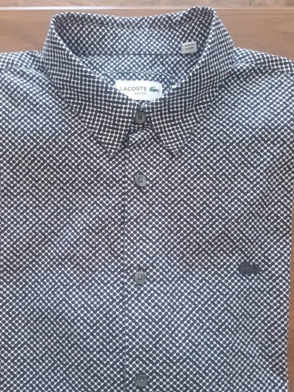 Lacoste Slim Fit long sleeve black label button down shirt Size XL